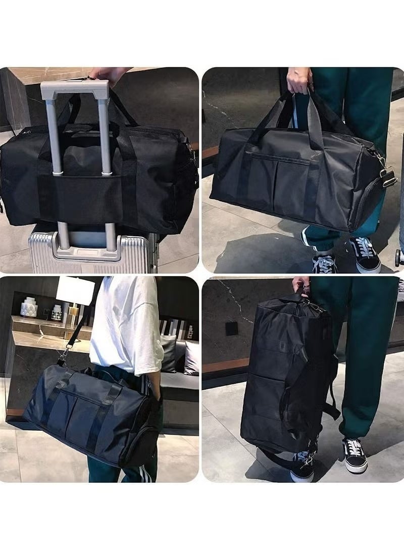 Sports Gym Bag with Shoes Compartment, Waterproof Pocket for Wet Towels, Men and Women Travel Duffel Bag (Blue) - Image 3